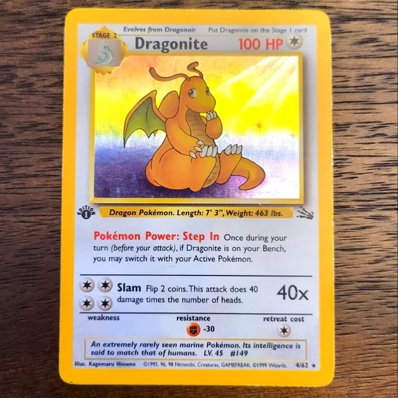 ポケモン - カイリュー Dragonite 1ED 1st Edition 英語版 4/62 DRAGONITE - 4/62 - 1st Edition Fossil - Holo - Pokemon Card